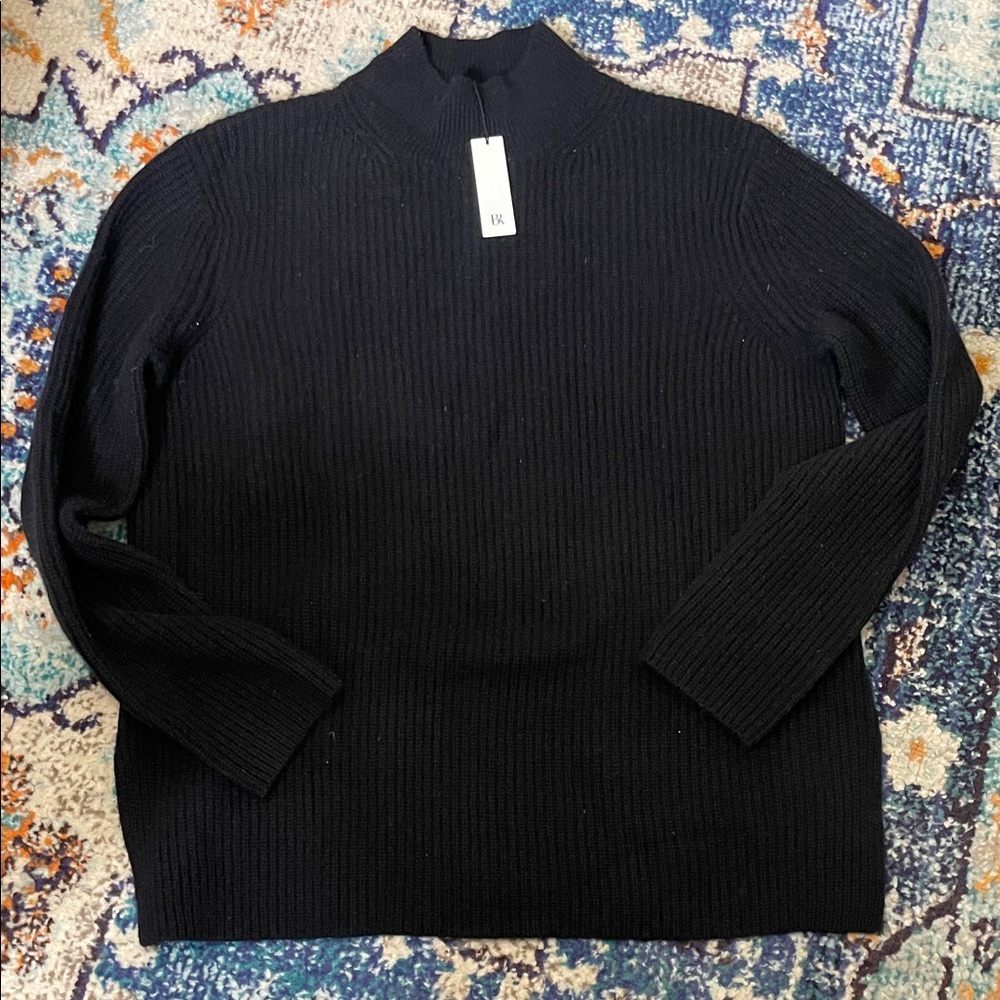 NWT Banana Republic Black Ribbed Cashmere Mock-Neck Sweater